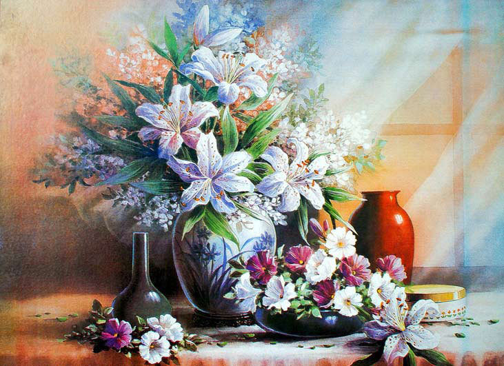 лилии - натюрморт, цветы - оригинал