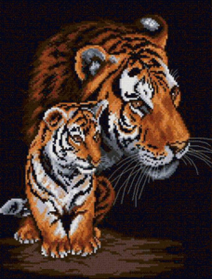 малыш с мамой)) - тигр, животные - предпросмотр