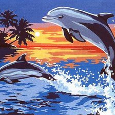 Оригинал схемы вышивки «Красивые яркие дельфинчики)» (№7773)