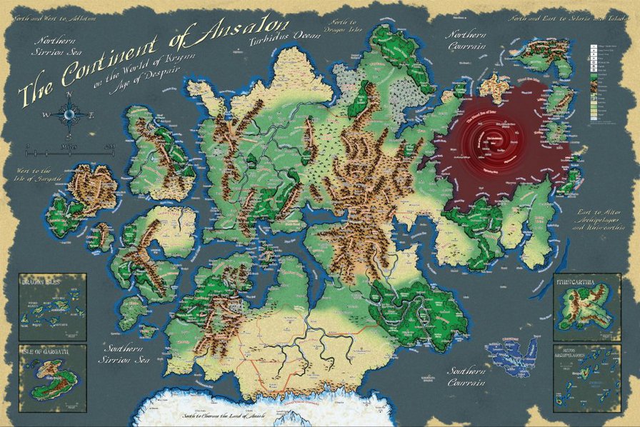 Карта Кринна - карта, dragonlance, fantasy - оригинал