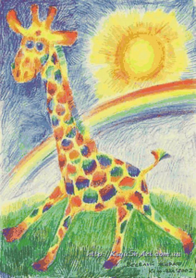 Радужный жираф - весело, ярко, радуга, детям, жираф - предпросмотр