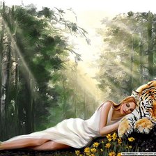 девшка и тигр