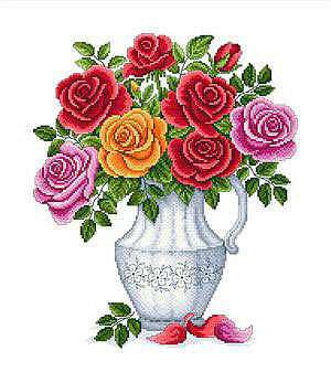 розы - букет в вазе, ваза, розы, букет, цветы - оригинал