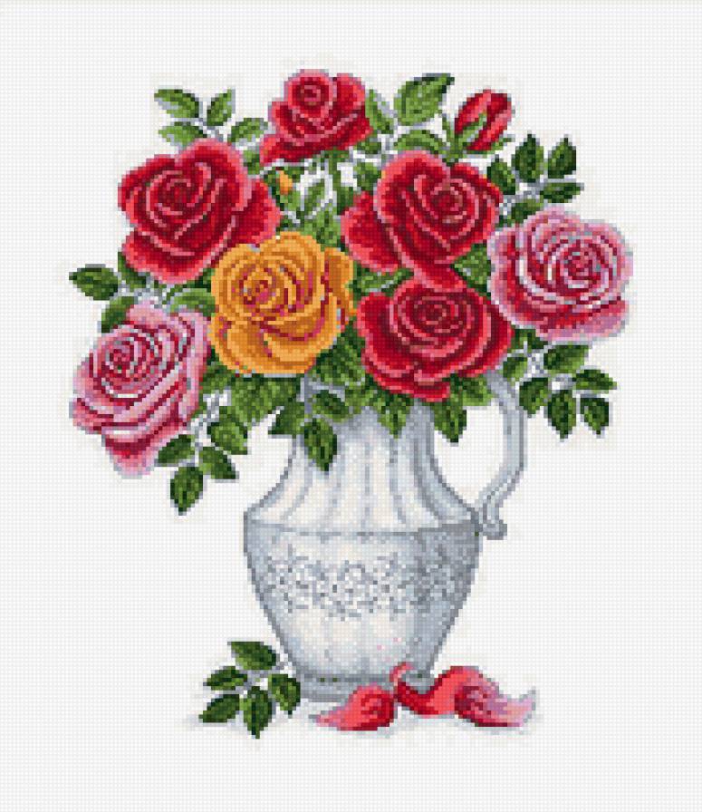 розы - цветы, букет в вазе, букет, ваза, розы - предпросмотр