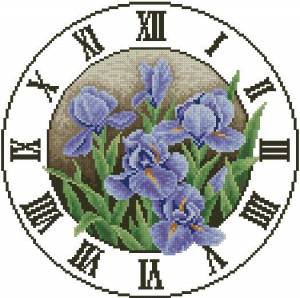 часы - цветы, ирисы, часы, букет - оригинал