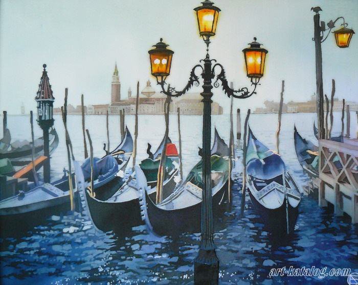 Венеция - живопись, пейзаж, лодки, город - оригинал