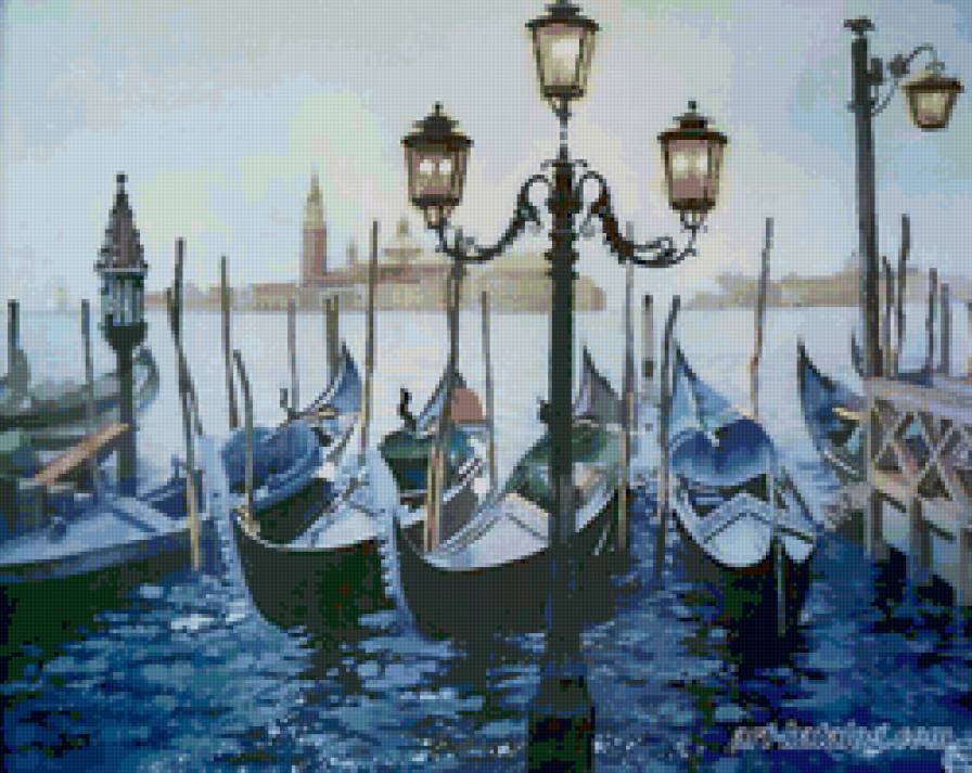 Венеция - город, лодки, пейзаж, живопись - предпросмотр