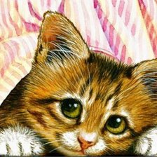 Оригинал схемы вышивки «котенок» (№9714)