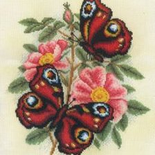 Оригинал схемы вышивки «Бабочки и шиповник» (№10021)