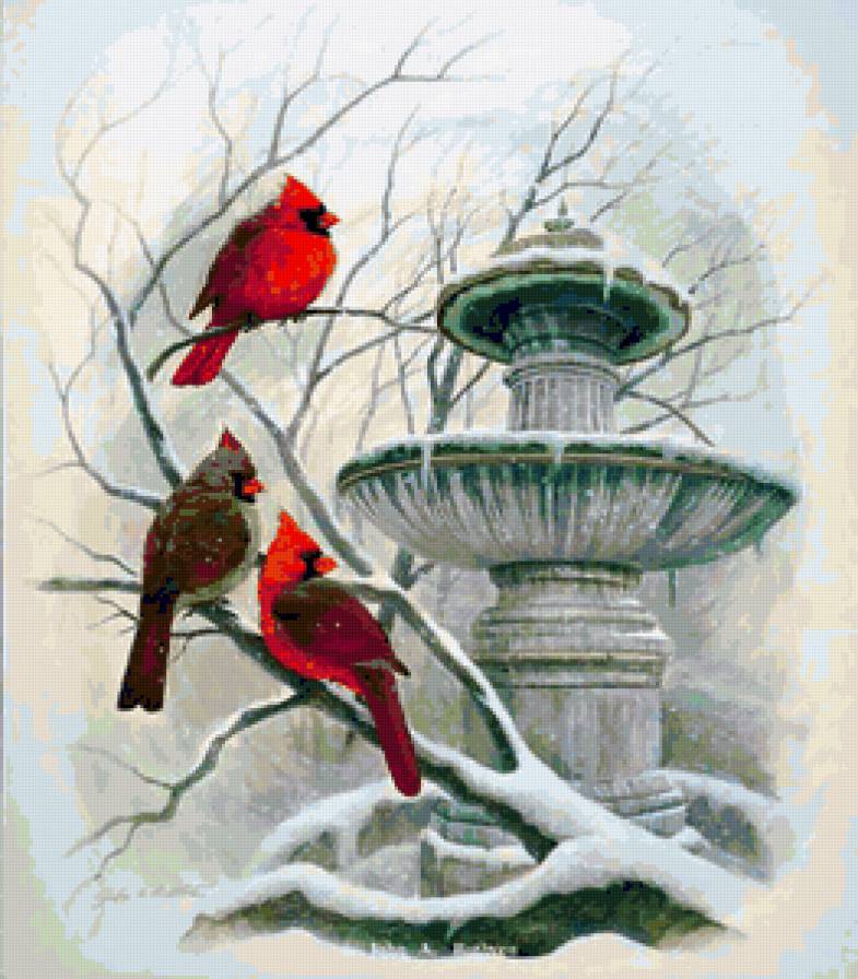 Снежные птички)) - птички, снег - предпросмотр