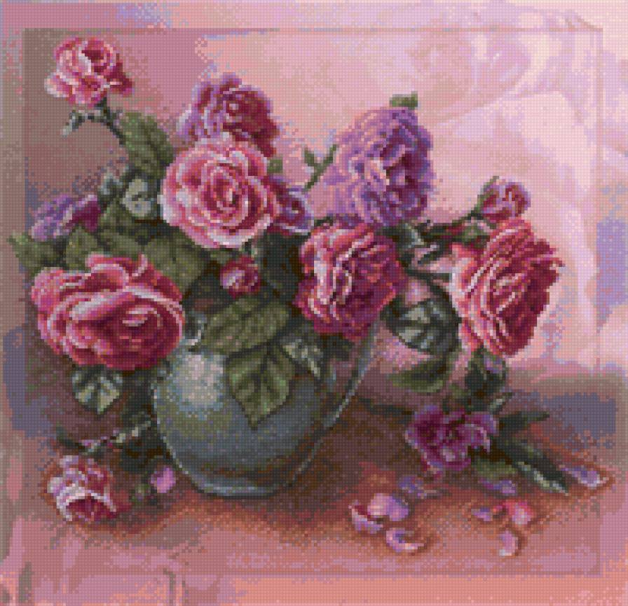 Розовые мечты - розы, букет, ваза, натюрморт - предпросмотр