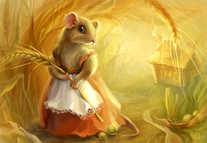 Серия "Сказка" - мышь, колосья, поле, сказка, детство - оригинал