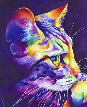 Кошка - кошка, акварель, животные, живопись - оригинал