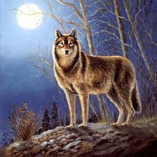 Оригинал схемы вышивки «Волк при луне)))» (№10372)