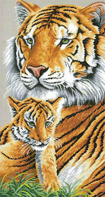 Тигрица с тигрёнком) - семья, тигр, дети - оригинал