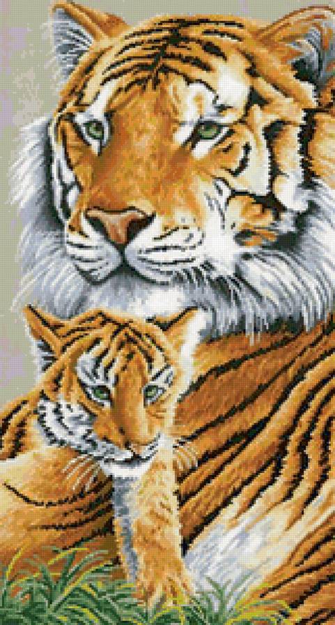 Тигрица с тигрёнком) - дети, семья, тигр - предпросмотр