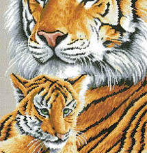 Оригинал схемы вышивки «Тигрица с тигрёнком)» (№10571)