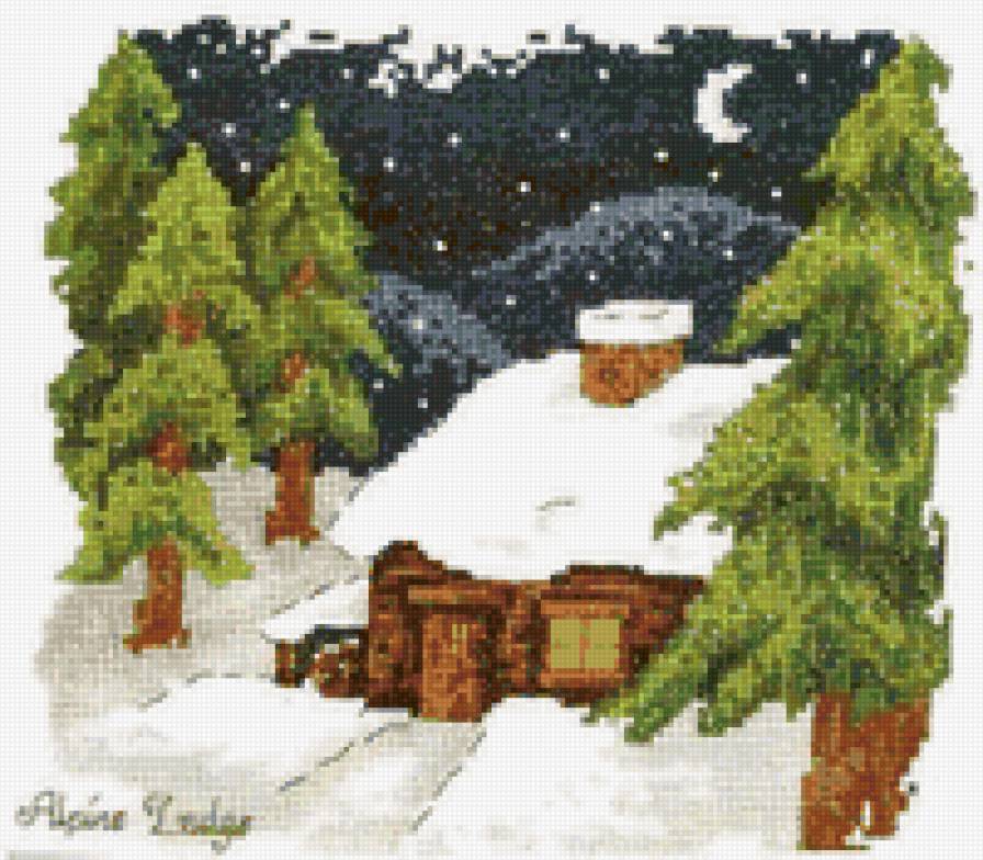 Альпийский домик - пейзаж, зимняя сказка, домик, природа, домики, зима, снег - предпросмотр