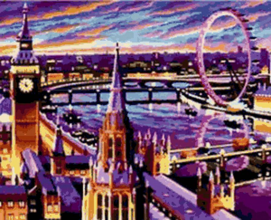 Лондон - городской пейзаж, небо, дом, вечер - предпросмотр