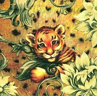 Тигренок - животные, тигренок, живопись, подушка - оригинал