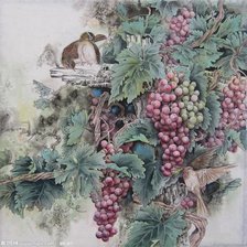 Оригинал схемы вышивки «виноград и птицы» (№11997)