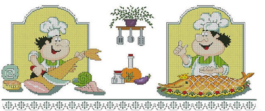 2 повара - люди, посуда, продукты - оригинал