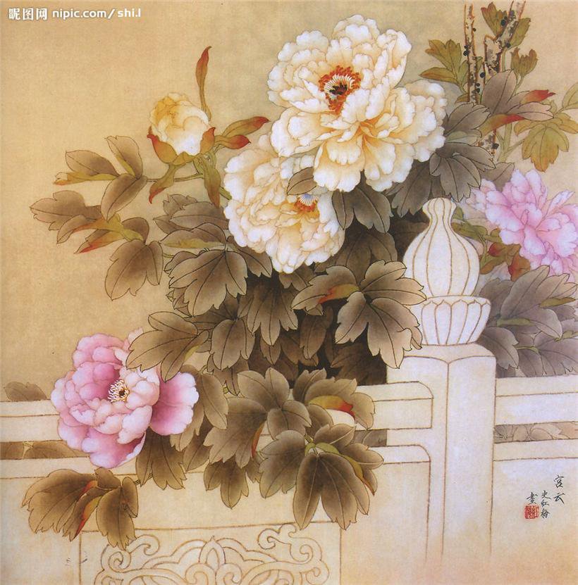 №12019 - цветы, китай, живопись - оригинал
