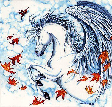 Пегас - природа, живопись, кони, конь, осень, пегас, лошадки, лошади - оригинал