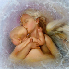 Оригинал схемы вышивки «ангел с малышом» (№12650)