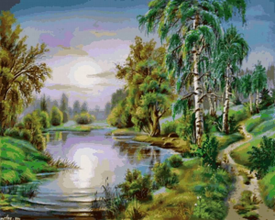Пейзаж - лес, река - предпросмотр
