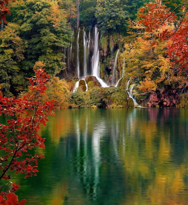 водопад - водопад, лес, осень, пейзаж - оригинал