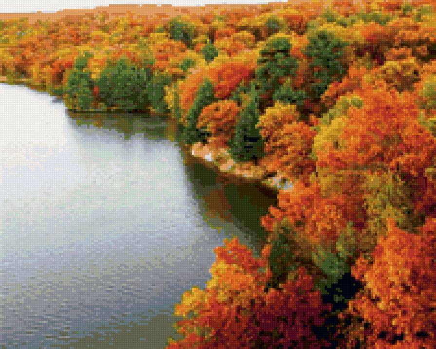буйство красок - лес, природа, река, осень - предпросмотр