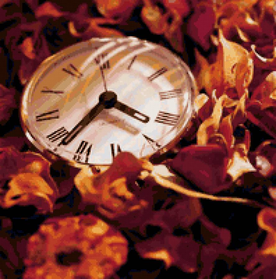 часы - листья, часы, природа - предпросмотр