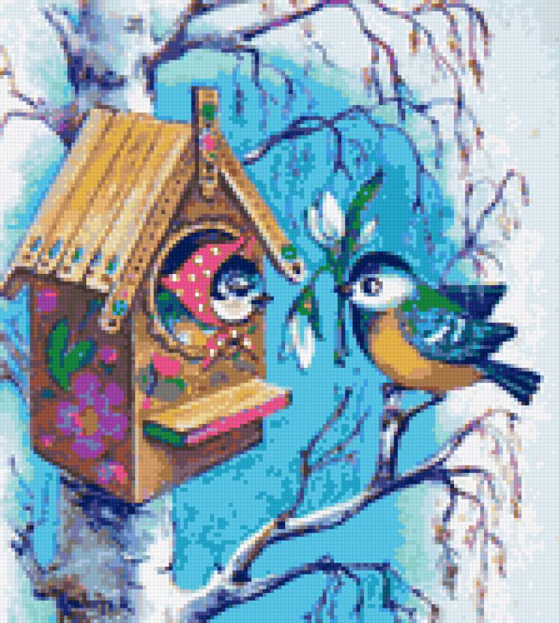 Птичкины ухаживания - птенчики, детские сюжеты, весна, открытки, цветы, птица, птицы - предпросмотр