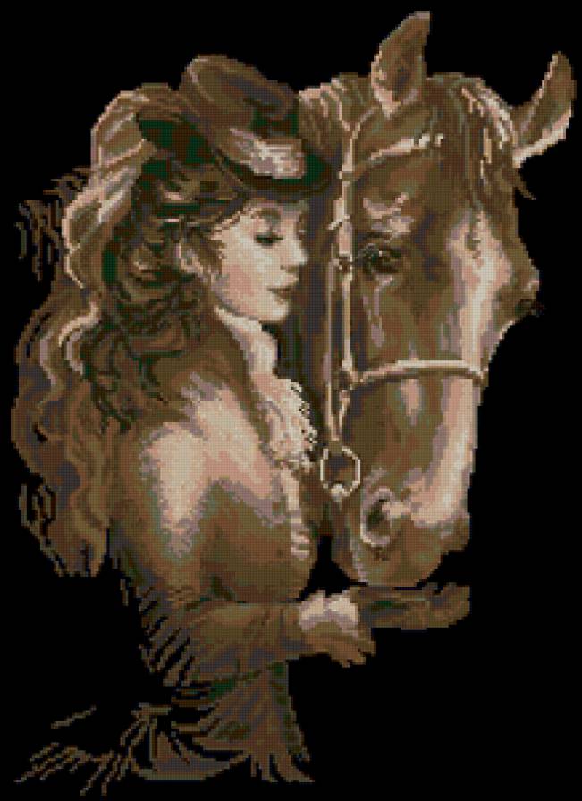 Красивая женщина с лошадью - люди - предпросмотр