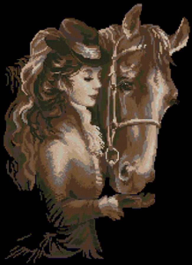 Красивая женщина с лошадью - люди - предпросмотр