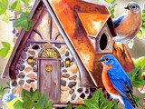 птички в домике - птицы - оригинал