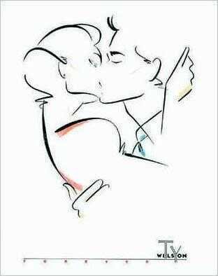 Серия "Графика любви. Поцелуй." - графика, мужчина, двое, пара, девушка - оригинал