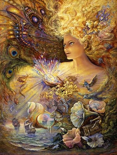 Картины Жозефины Уолл - волшебство, море, корабль, солнце - оригинал