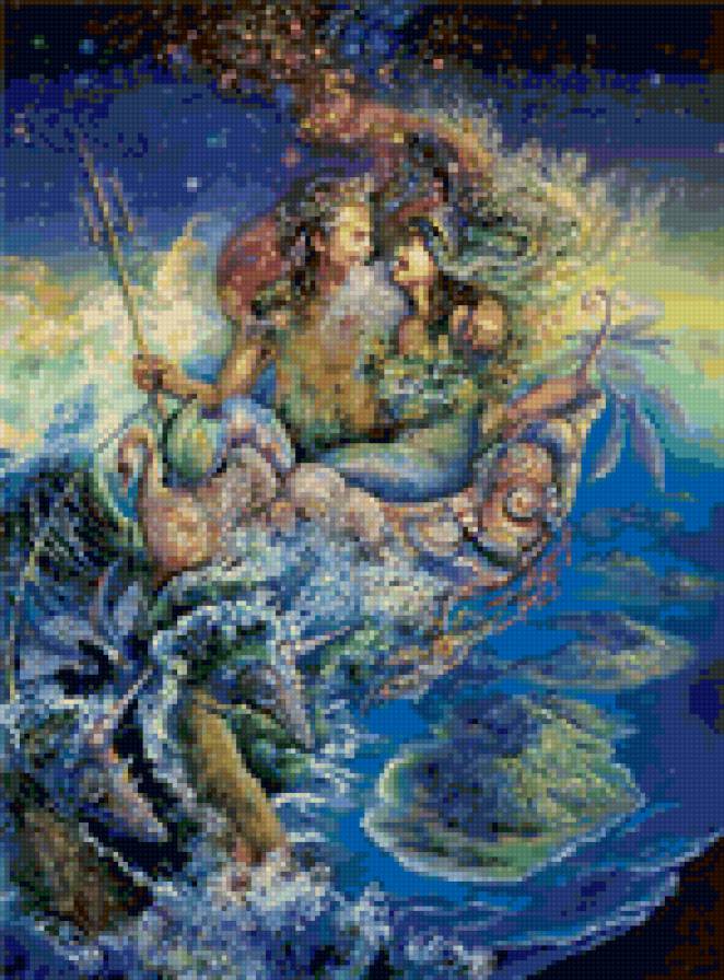Картины Жозефины Уолл - тритон, волшебство, море, счастье, русалка - предпросмотр