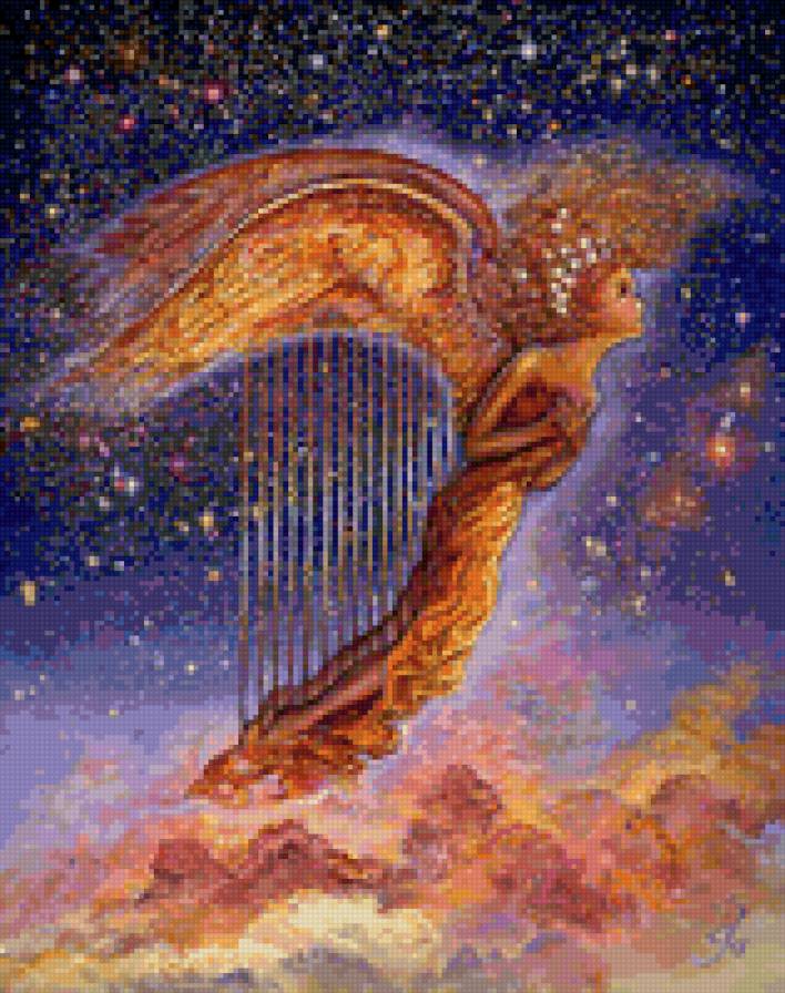 Картины Жозефины Уолл - небо, звезды, ночь, ангел - предпросмотр