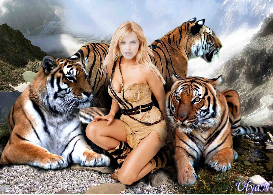 девушка с тиграми - оригинал