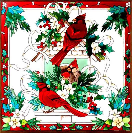 Рождественская картина - праздник, кардиналы, птица, птицы, новый год, рождество - оригинал