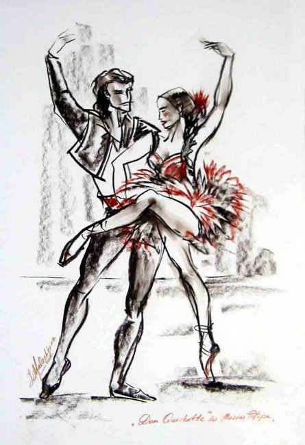 Серия "Балет в карандаше" - танец, мужчина, девушка - оригинал