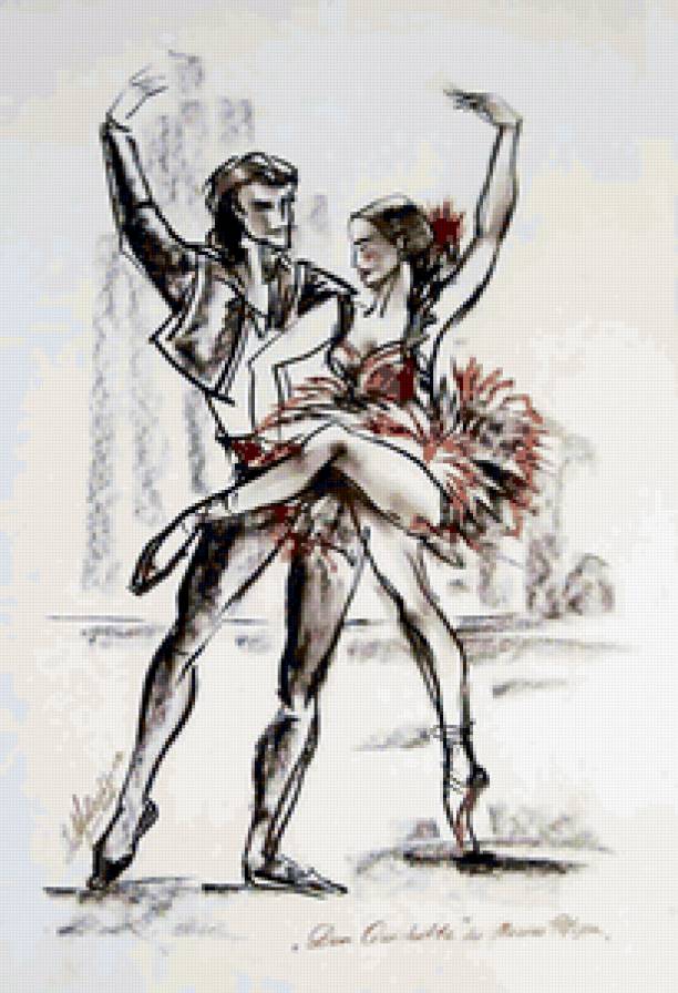 Серия "Балет в карандаше" - мужчина, девушка, танец - предпросмотр