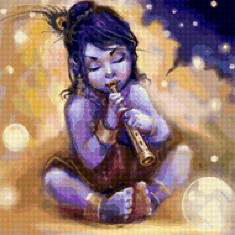 Маленький Кришна - флейта, божество, кришна, индуизм - предпросмотр
