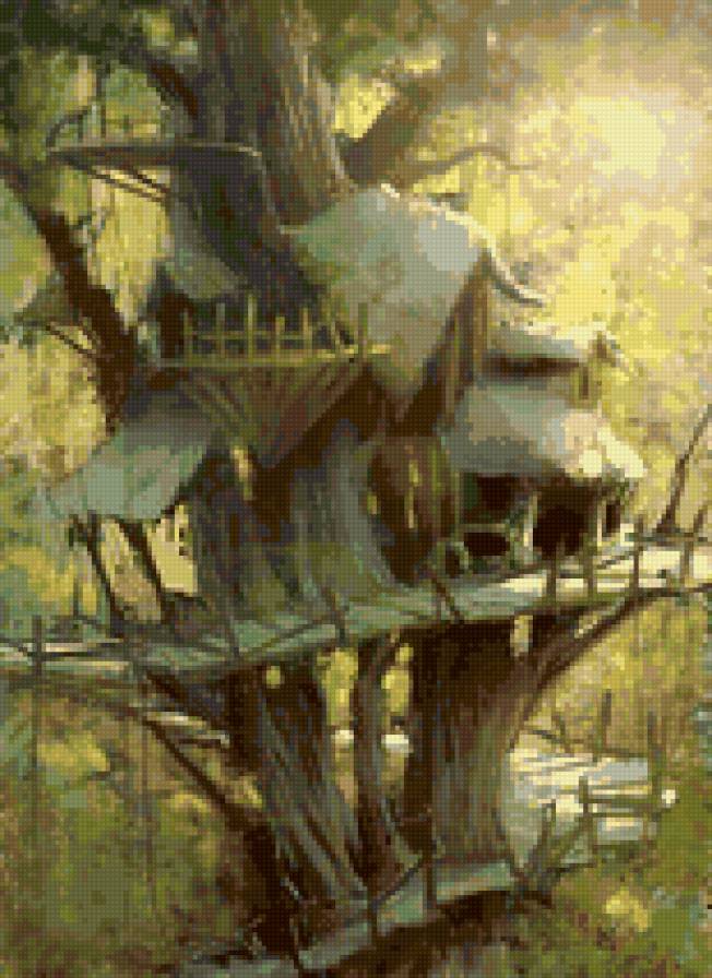 Утеха - деревья, природа, dragonlance, дом, fantasy - предпросмотр