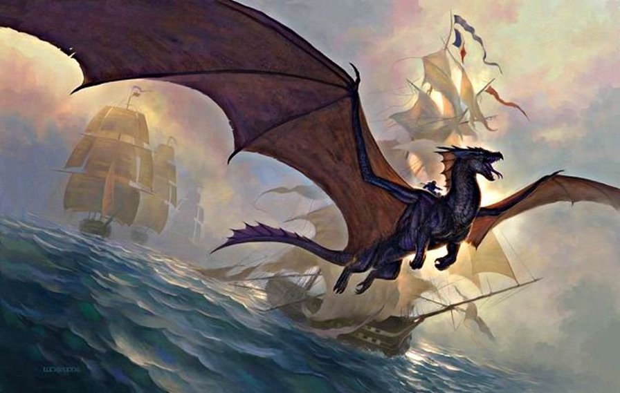 "One" - море, корабль, дракон, fantasy - оригинал