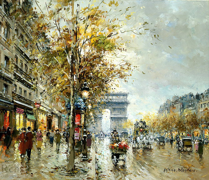 Париж - живопись, город, париж, картины, арка - оригинал
