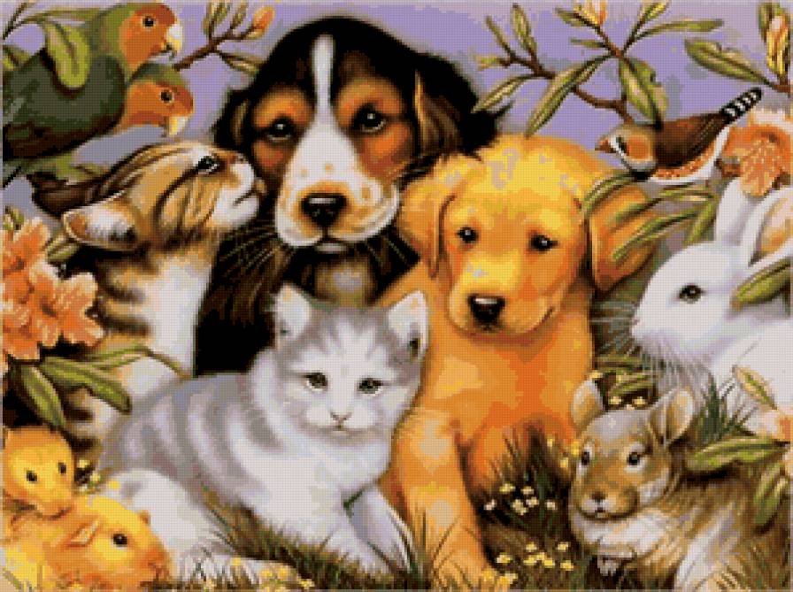 Зверята - кошки, животные, собаки, дети - предпросмотр